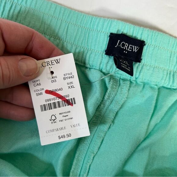 XXL NWT J.Crew Mint green Linen-blend drawstring short spring shorts - Picture 14 of 14